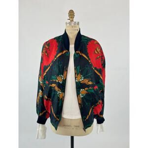 Vtg 80s BomberJacket Nautical Ship Shoulder Pads Korean Windbreaker L